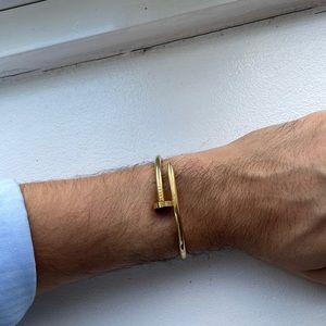 Gold Plated Nail Bracelet- fits 7.5 inch wrist around or smaller.